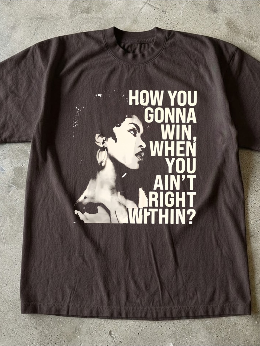 Brown Graphic Lauryn Hill T-shirt